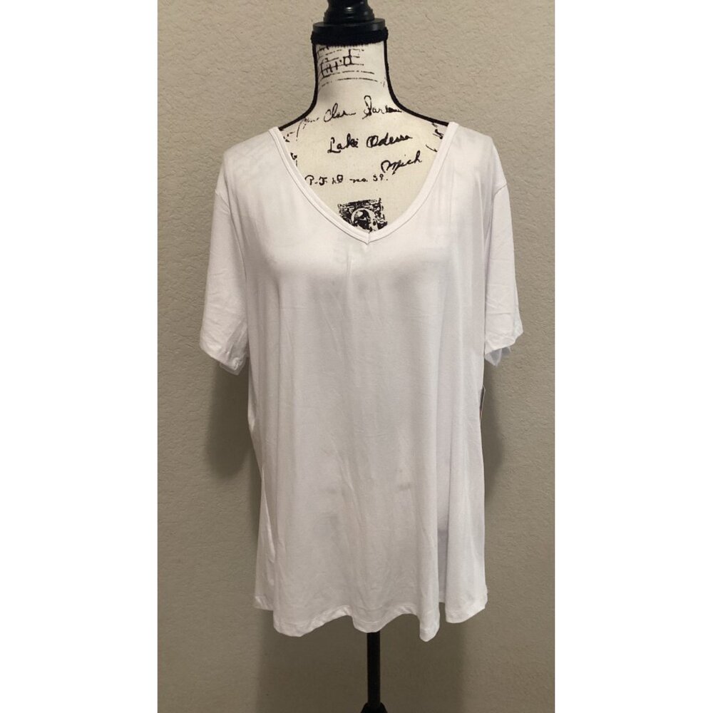Balanced Motion Womens White Short Sleeve Scoop Neck T-Shirt Size 2X